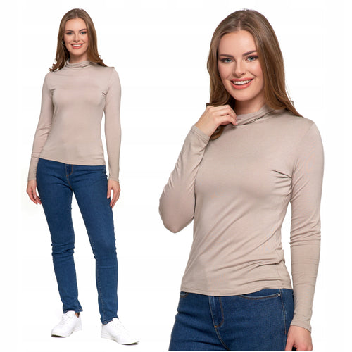 Bluzka damska golf długi rękaw wiskoza elegancka modna koszulka