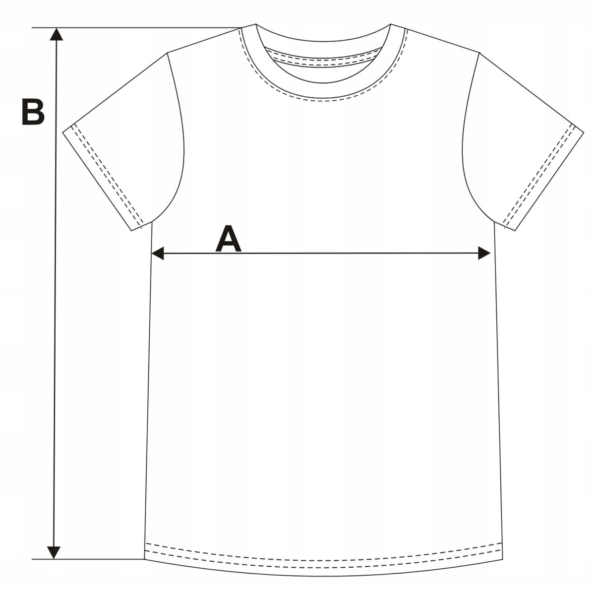 Tabela rozmiarów — T-shirt damski klasyczny koszulka gładka bluzka z krótkim rękawem