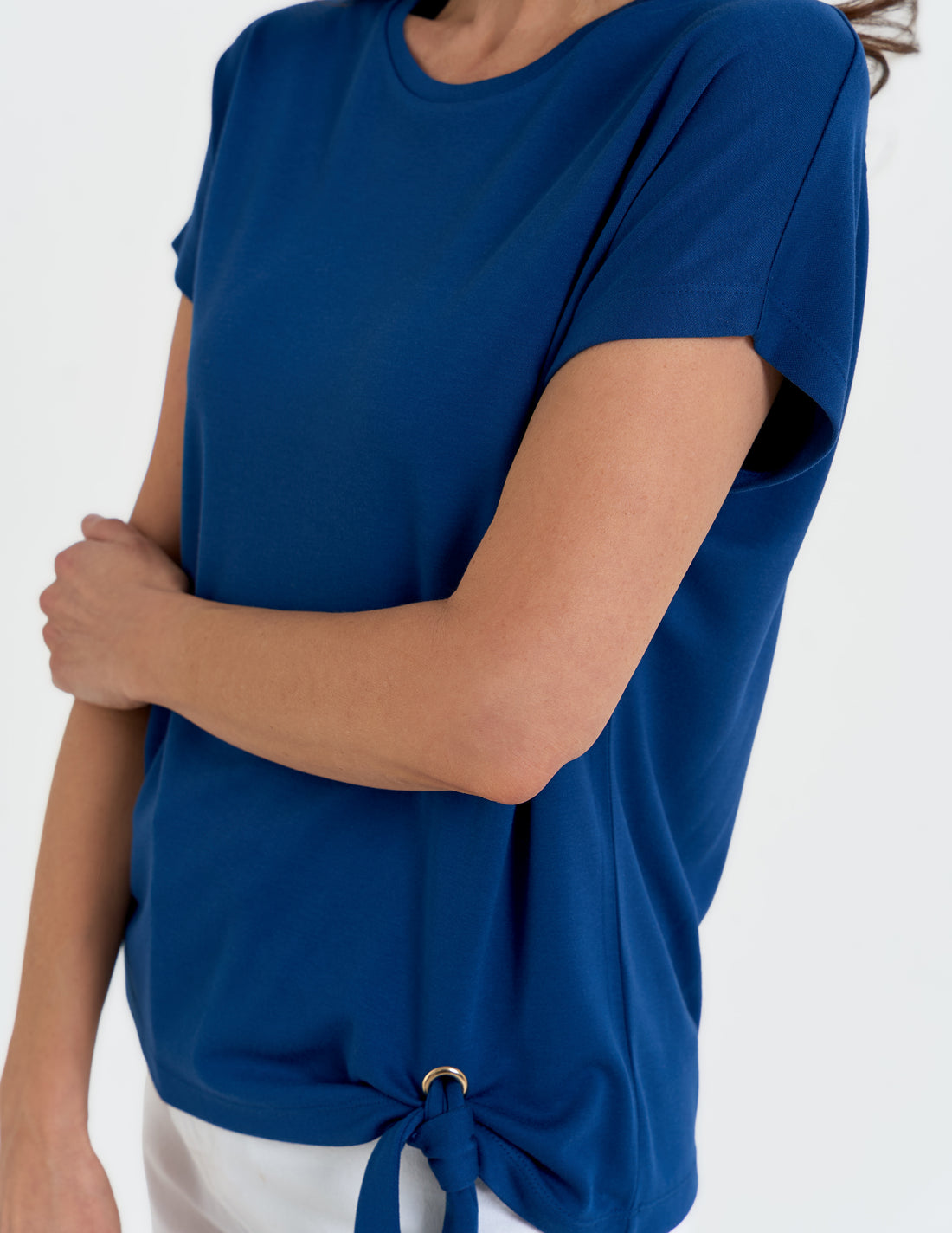 Bluzka damska z wiązaniem elegancki t-shirt wygodna koszulka