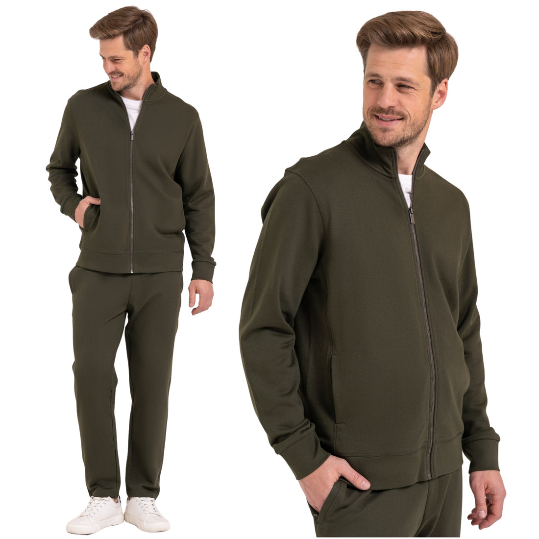 Męska bluza rozpinana ze stójką – 100% bawełna