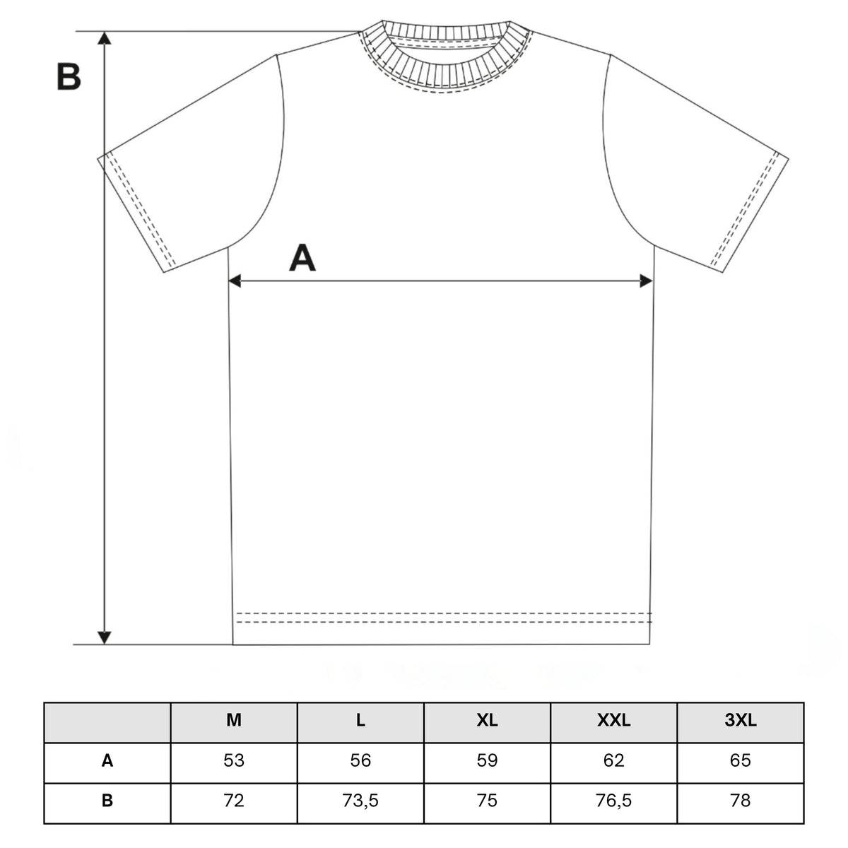 Tabela rozmiarów — T-shirt męski z nadrukiem koszulka krótki rękaw bluzka klasyczna