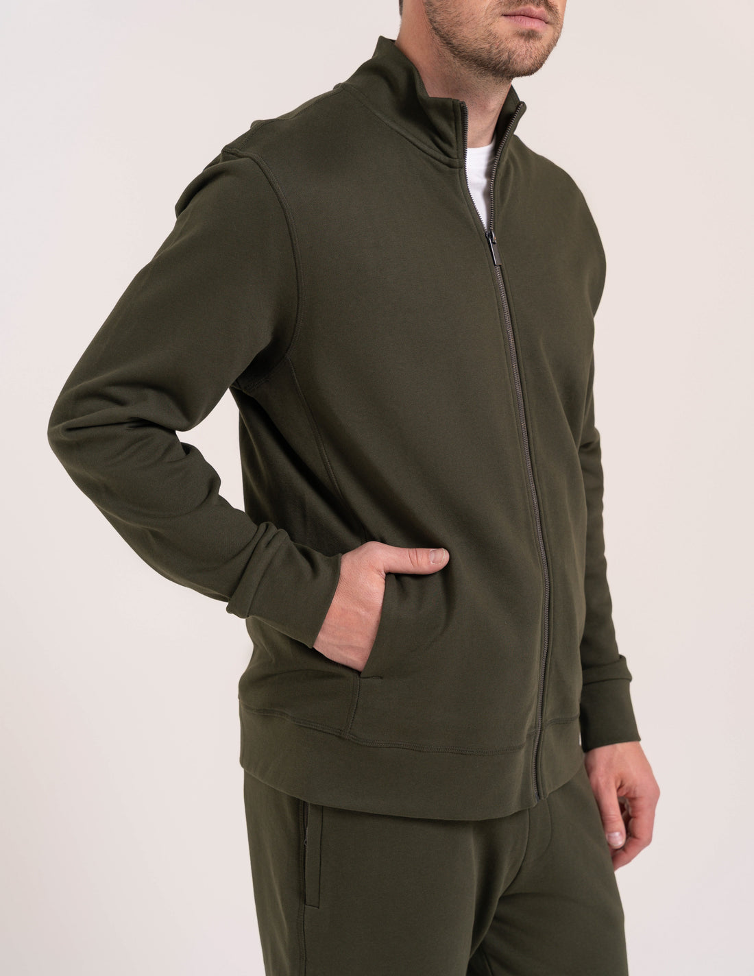 Męska bluza rozpinana ze stójką – 100% bawełna