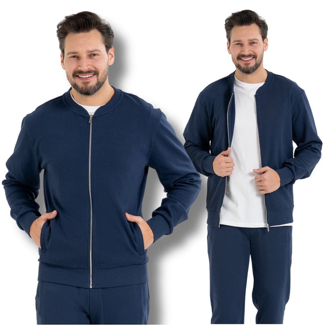 Bluza męska bomberka elegancka gładka rozpinana bez kaptura