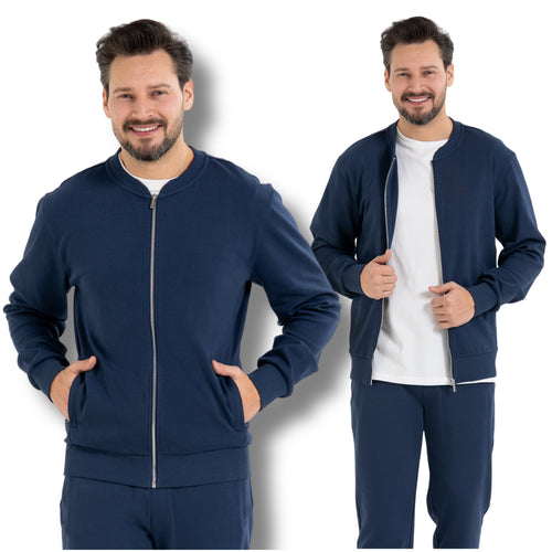 Bluza męska bomberka elegancka gładka rozpinana bez kaptura