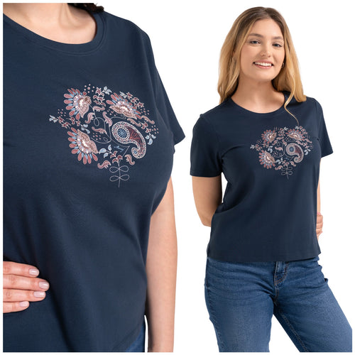 T-shirt damski bluzka z krótkim rękawem bawełniana z nadrukiem