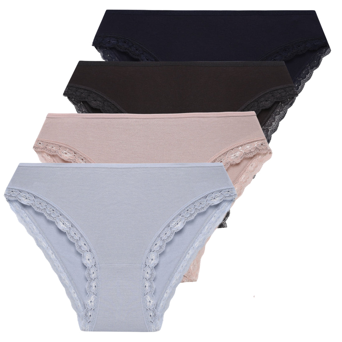 Majtki damskie figi bikini z koronkowym wykończeniem 4-pak