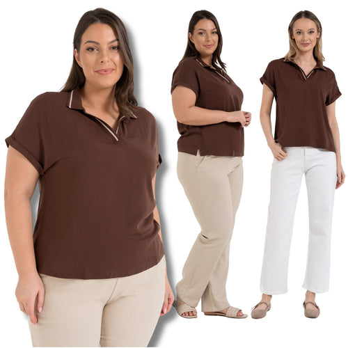Bluzka damska polo ze 100% wiskozy – elegancja w wydaniu soft-casual