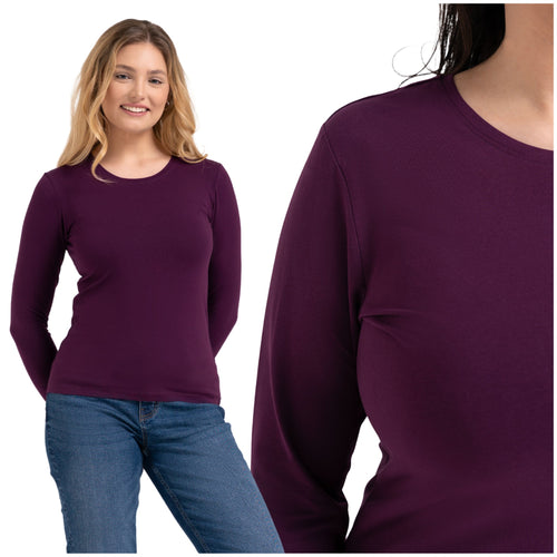 Bluzka damska longsleeve bawełna slim basic dopasowana