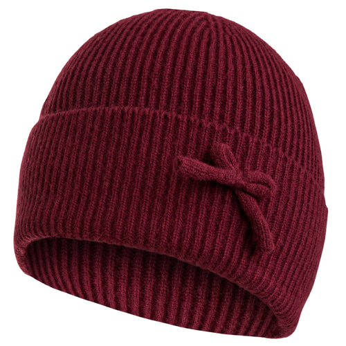 Czapka damska prążkowana beanie z kokardką