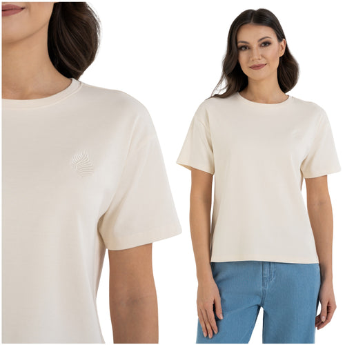 Luźny t-shirt damski z haftem wygodna koszulka z krótkim rękawem