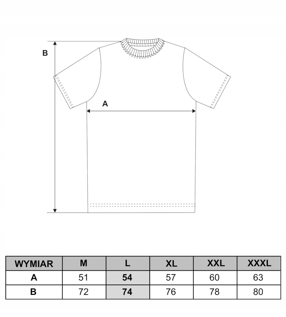 Tabela rozmiarów — T-shirt koszulka prezent na walentynki