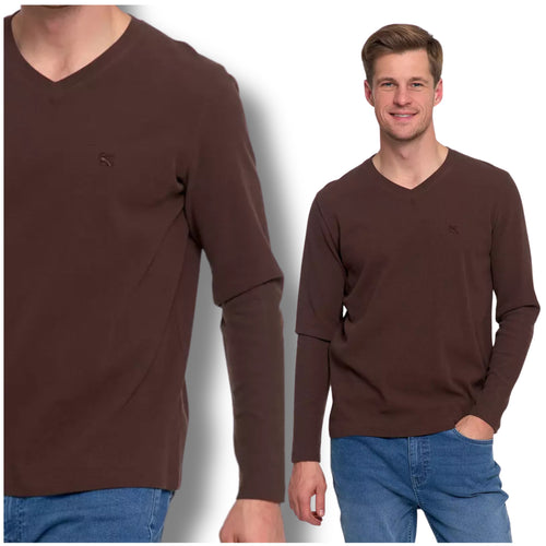 Koszulka męska z długim rękawem longsleeve waflowany bawełna