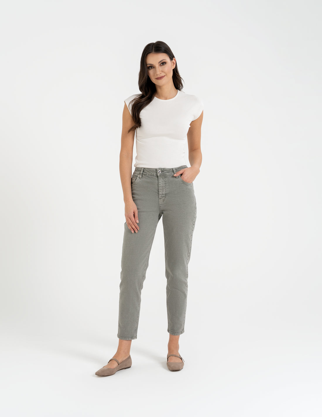 Spodnie mom fit jeansowe damskie z wysokim stanem luźne jeansy r.