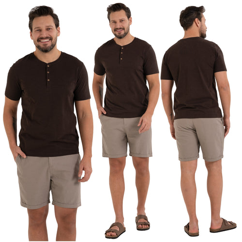 T-shirt męski elegancka koszulka krótki rękaw bluzka z guzikami