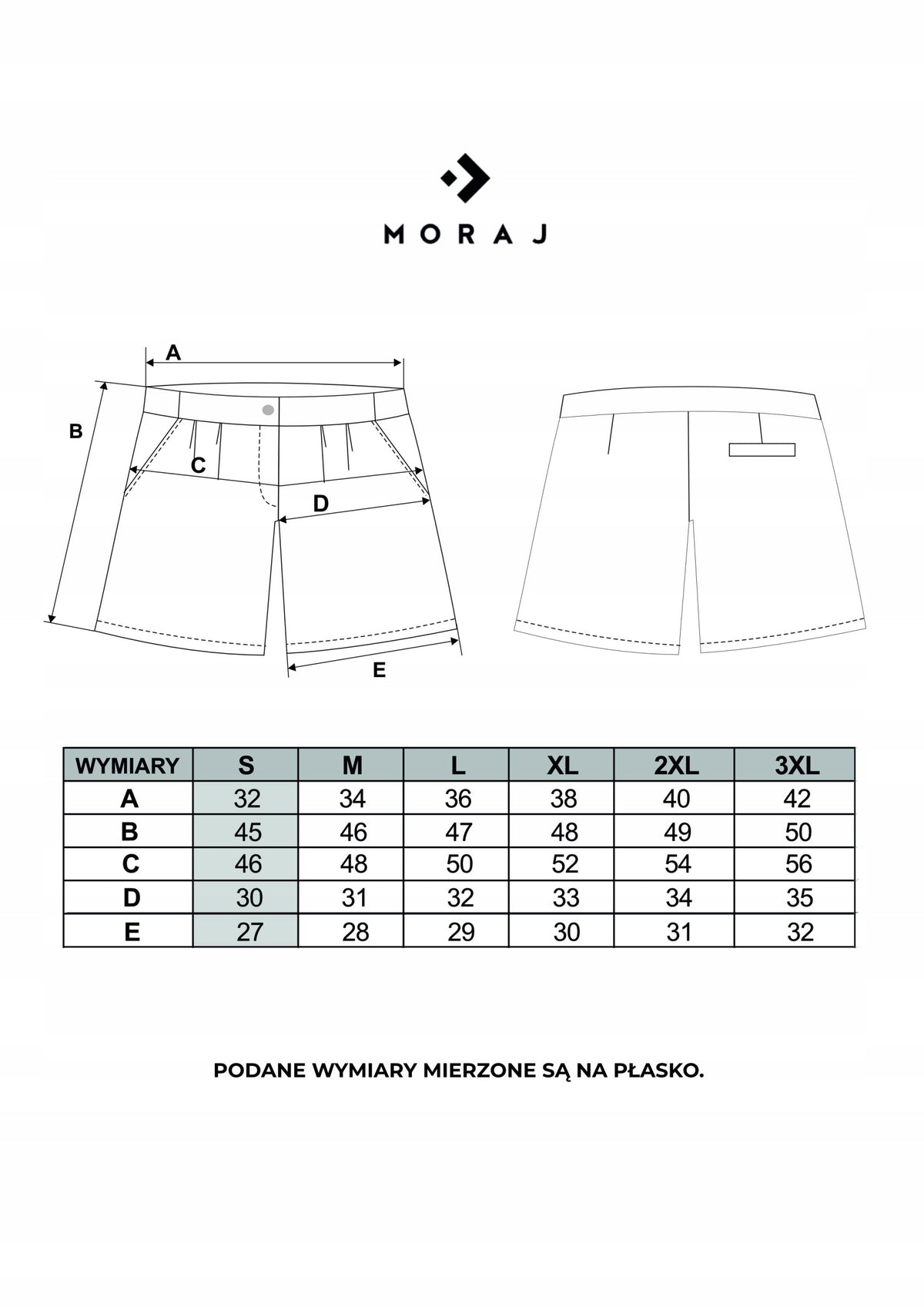 Tabela rozmiarów — Eleganckie szorty damskie bermudy