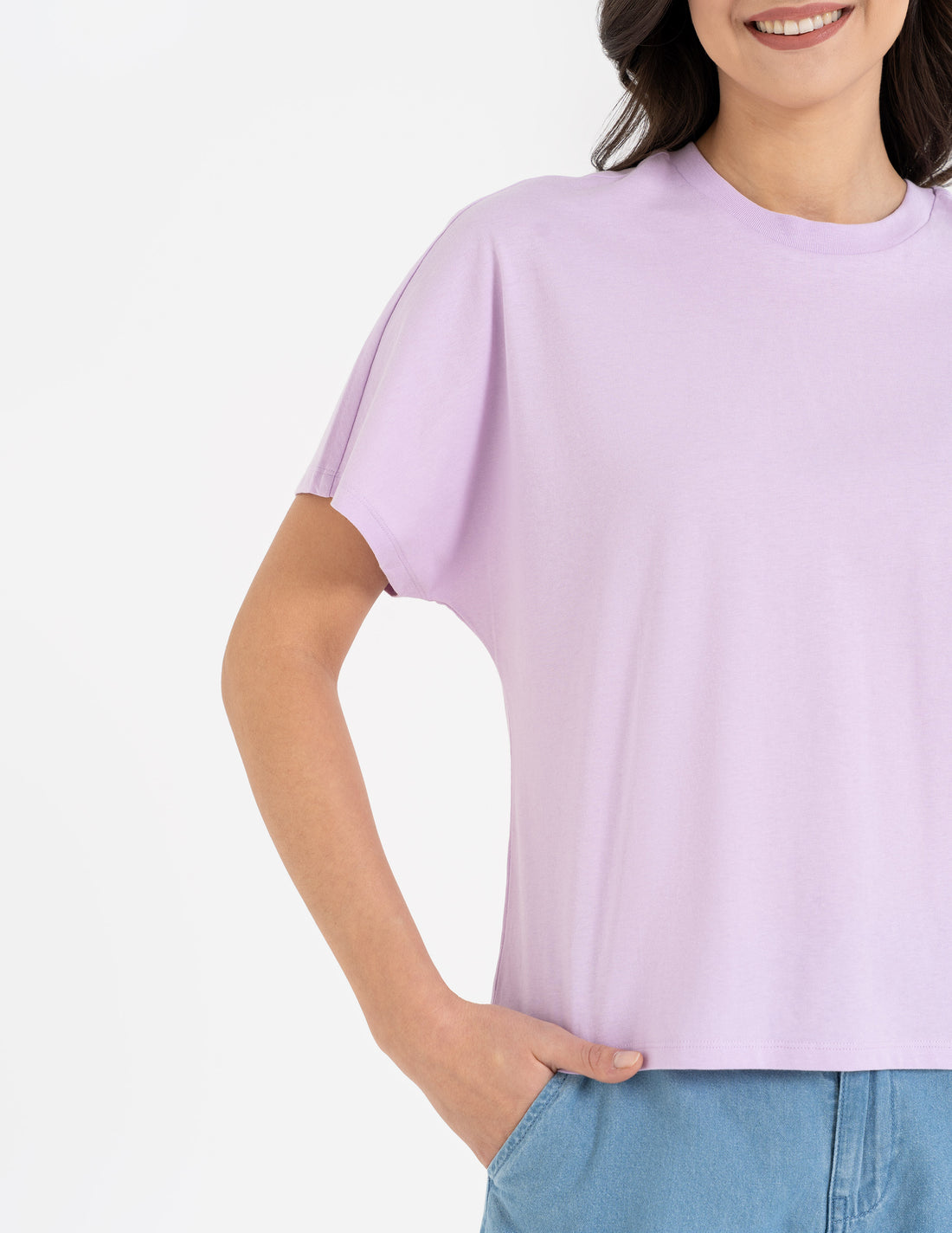Luźna bluzka damska t-shirt z krótkim rękawem gładka koszulka