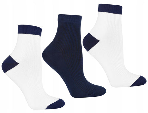 Skarpetki damskie 3/4 za kostkę delikatny prążek klasyczne 3pak