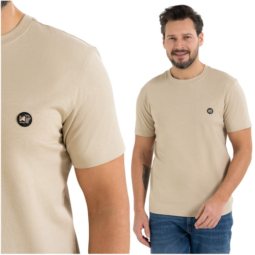 T-shirt męski klasyczny z naszywką wygodny bawełniana bluzka