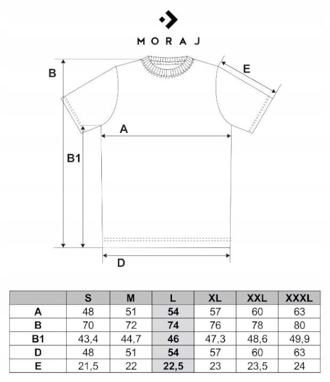 Tabela rozmiarów — Koszulka t-shirt męski bluzka z krótkim rękawem wzorowana