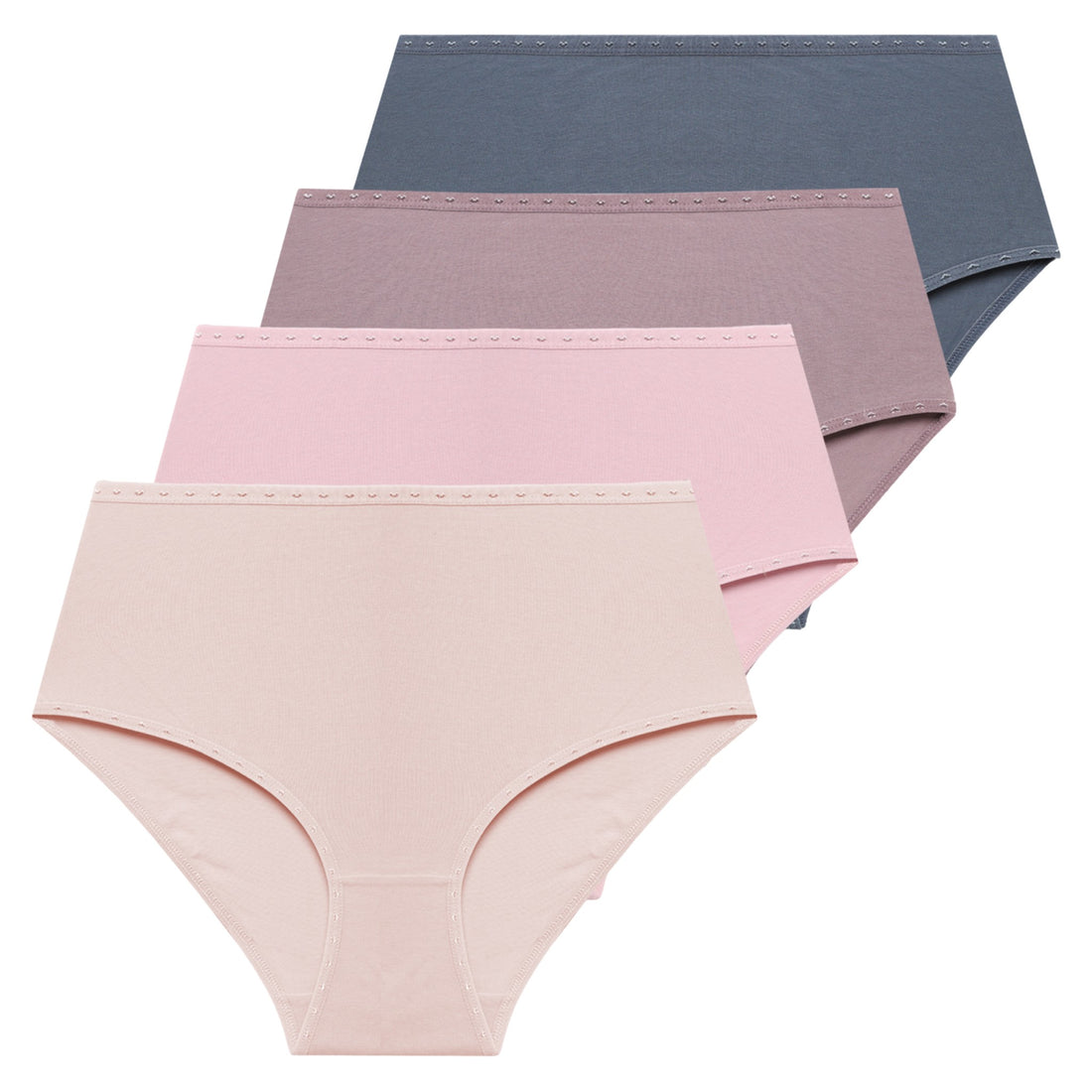 Majtki damskie maxi bikini z wysokim stanem gładkie 4-pak