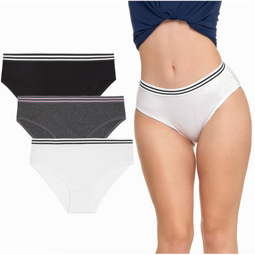 Majtki bawełniane figi klasyczne bikini damskie gumka w paski 3szt