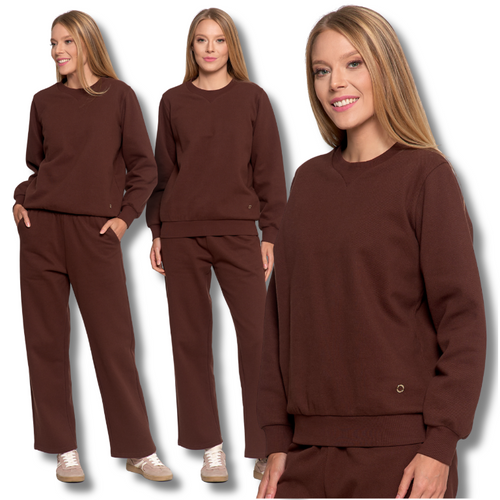 Wygodny dres ocieplany spodnie damskie bluza bez kaptura klasyk