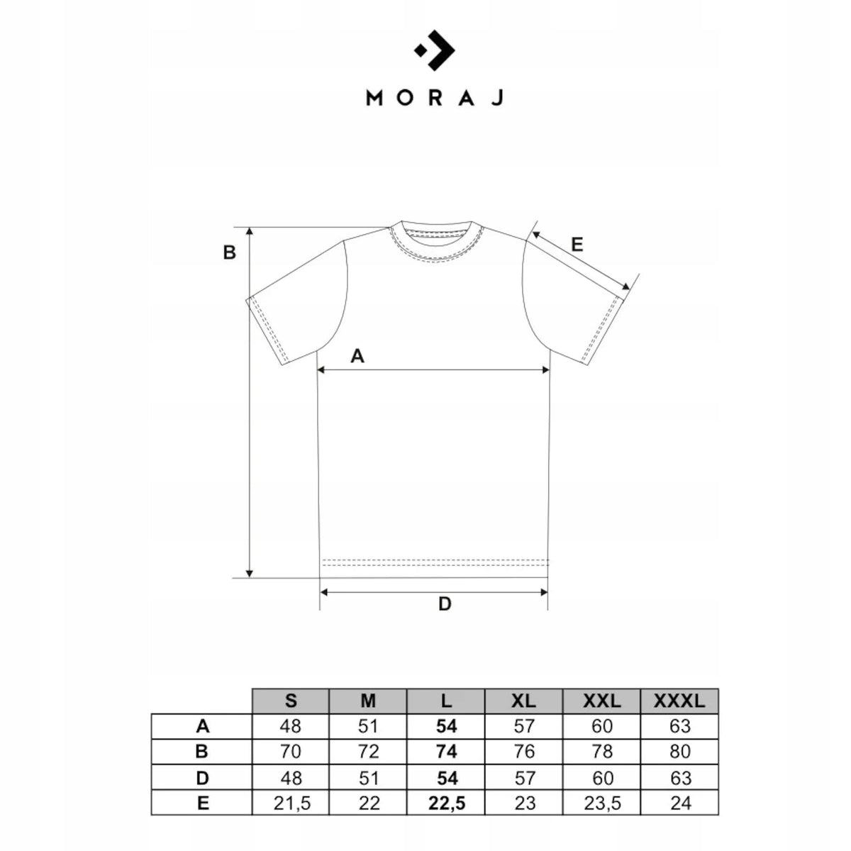 Tabela rozmiarów — Koszulka t-shirt męski bluzka z krótkim rękawem haft byka biała