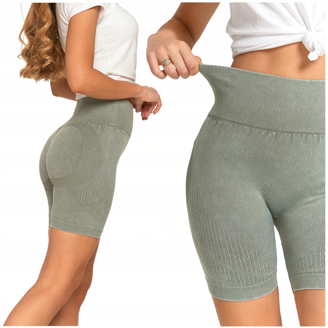 Kolarki krótkie legginsy damskie bikery push-up wysoki stan
