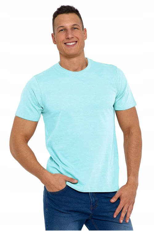 T-shirt męski koszulka klasyczna bawełna na krótki rękaw gładka