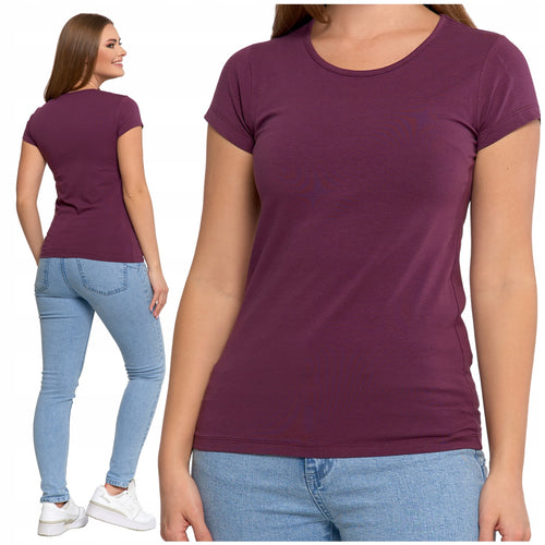 T-shirt damski klasyczny koszulka gładka bluzka z krótkim rękawem