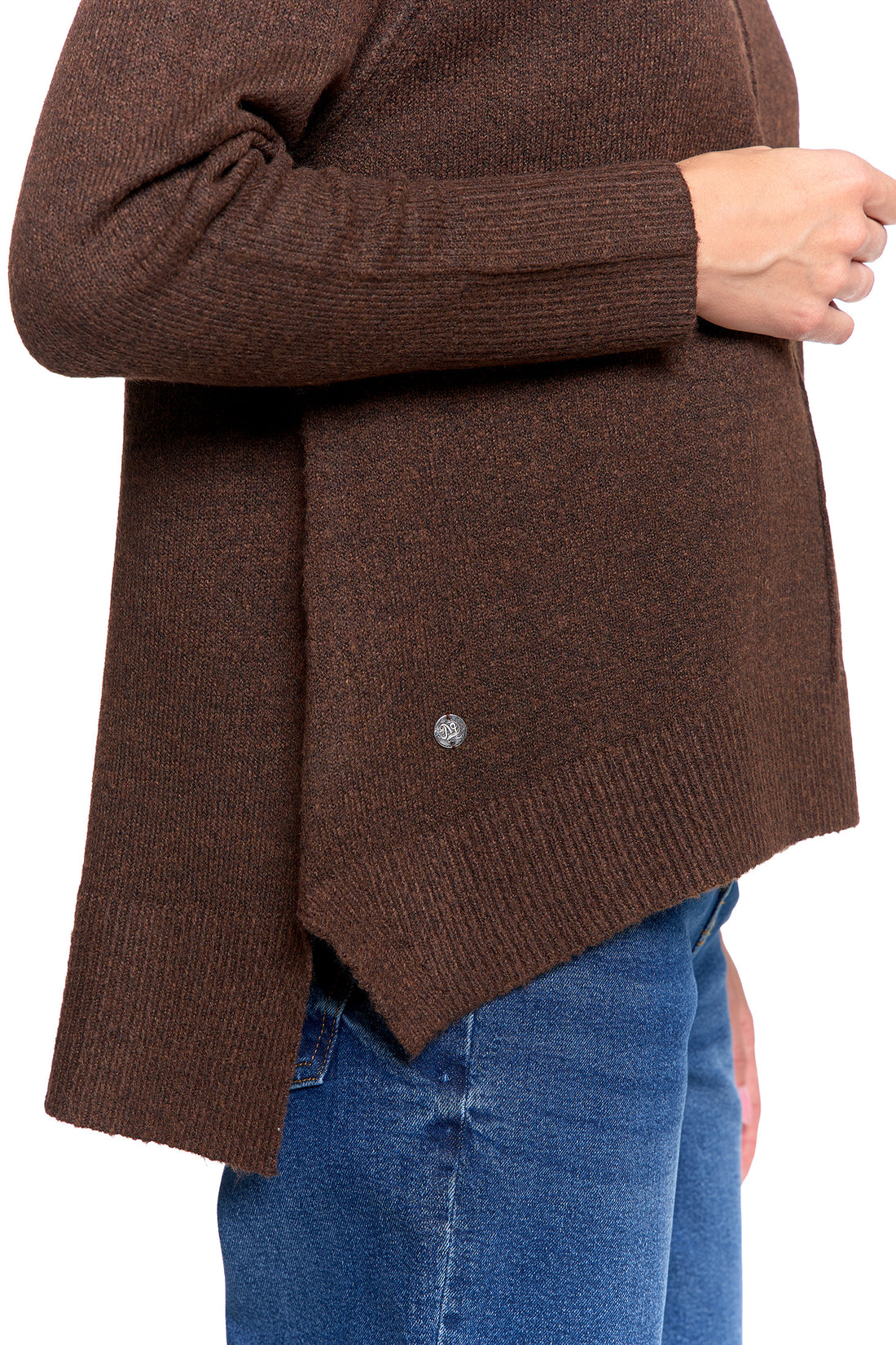 Sweter damski elegancki golf wydłużony tył modny