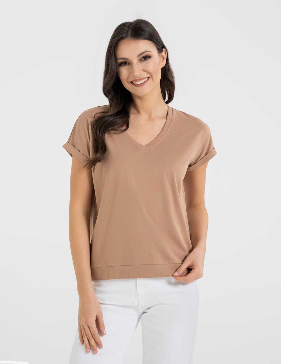 T-shirt damski modna koszulka z krótkim rękawem gładka wygodna