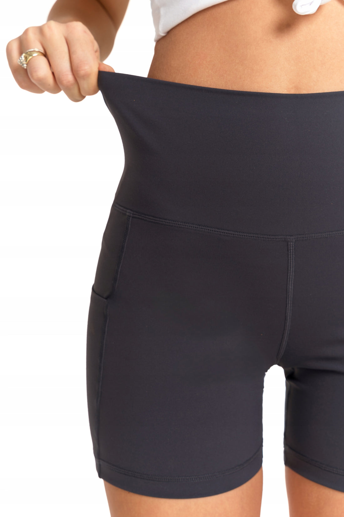 Legginsy kolarki szorty damskie sportowe wysoki stan kieszenie