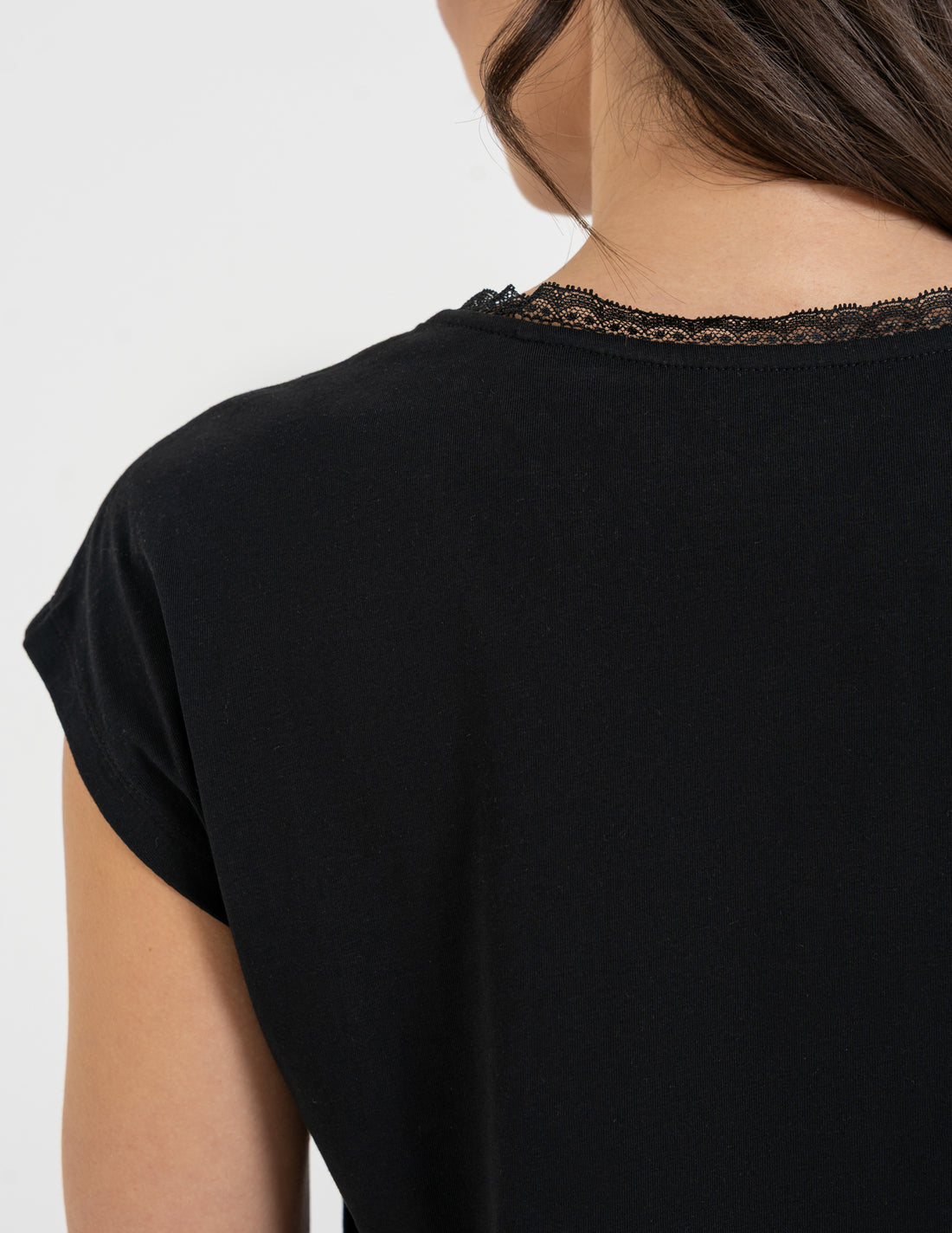 Bluzka damska koronkowy dekolt t-shirt z krótkim rękawem koszulka