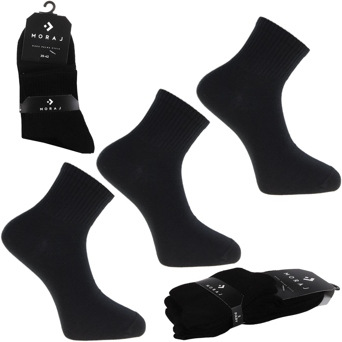 Skarpetki 3/4 czarne 3 pary socks