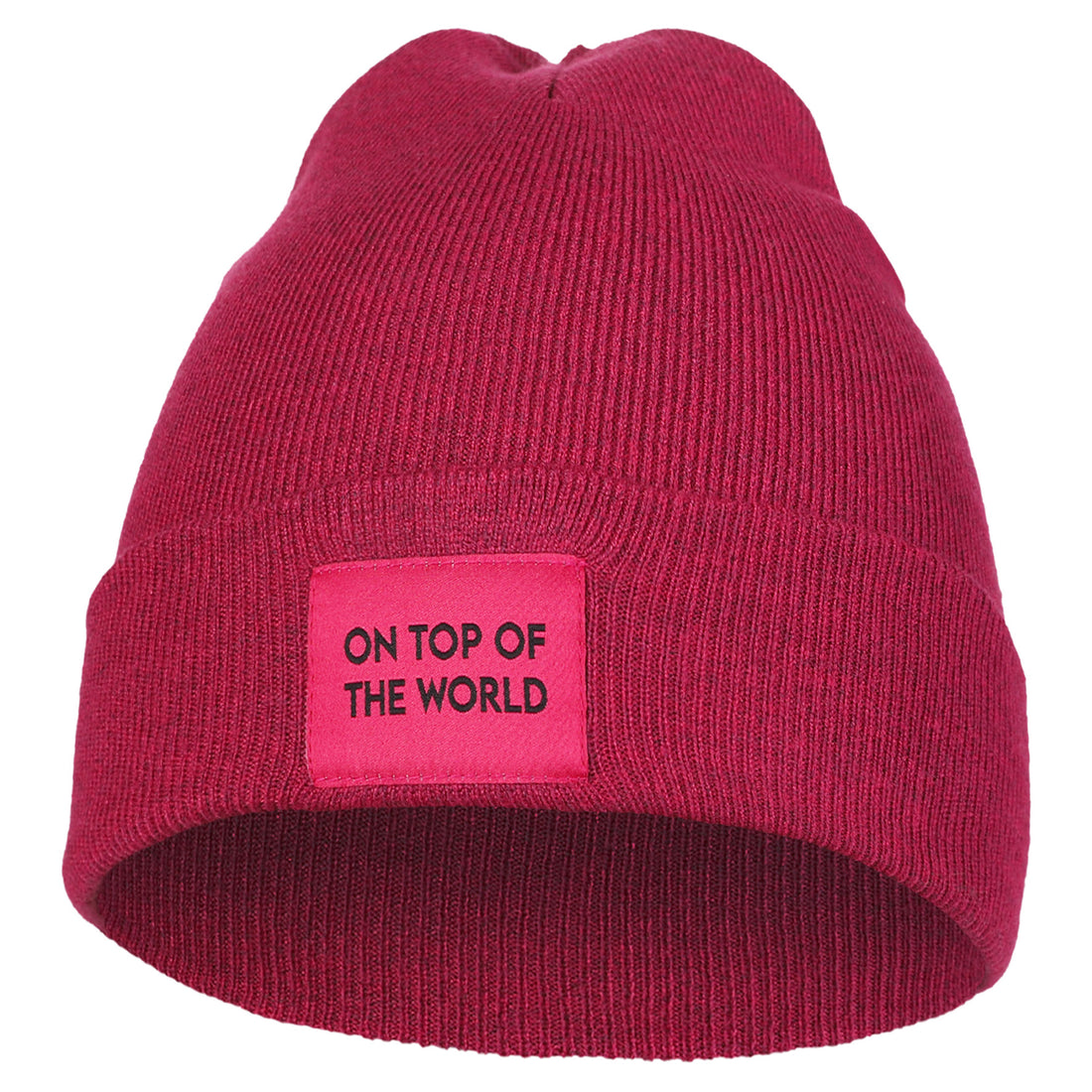 Czapka damska zimowa prążkowana beanie na chłodne dni modna naszywka