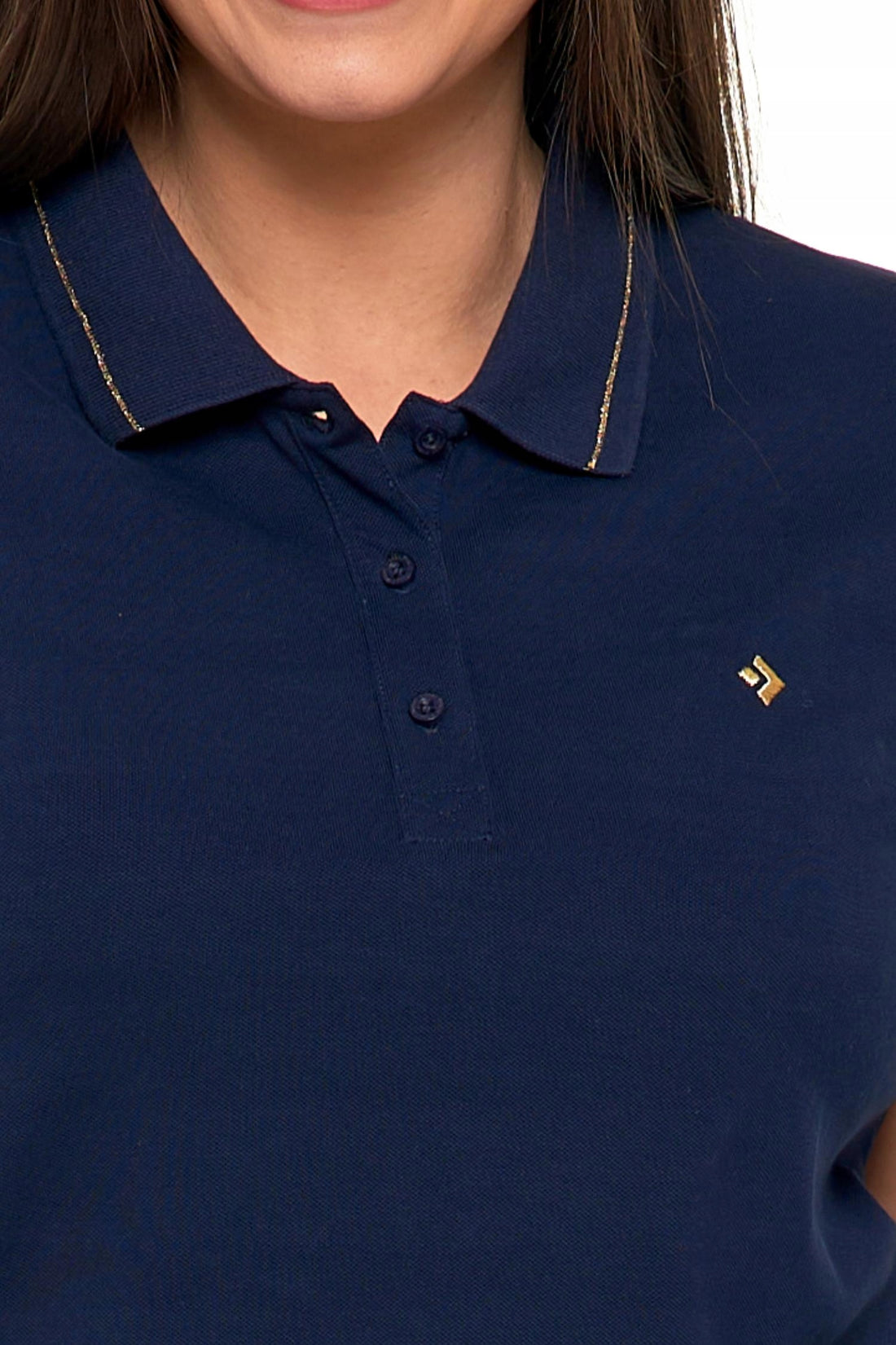 Polo koszulka damska premium klasyczna bawełniana złota nić modna
