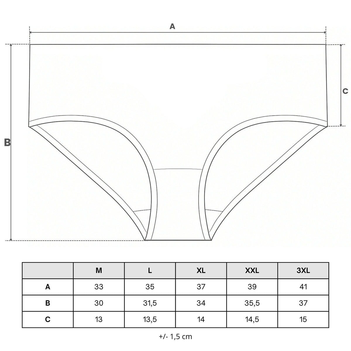 Tabela rozmiarów — Figi damskie bawełniane maxi bikini w kropki (3-pak)