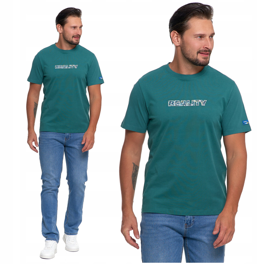 Koszulka męska haftowany napis t-shirt na krótki rękaw bawełniana