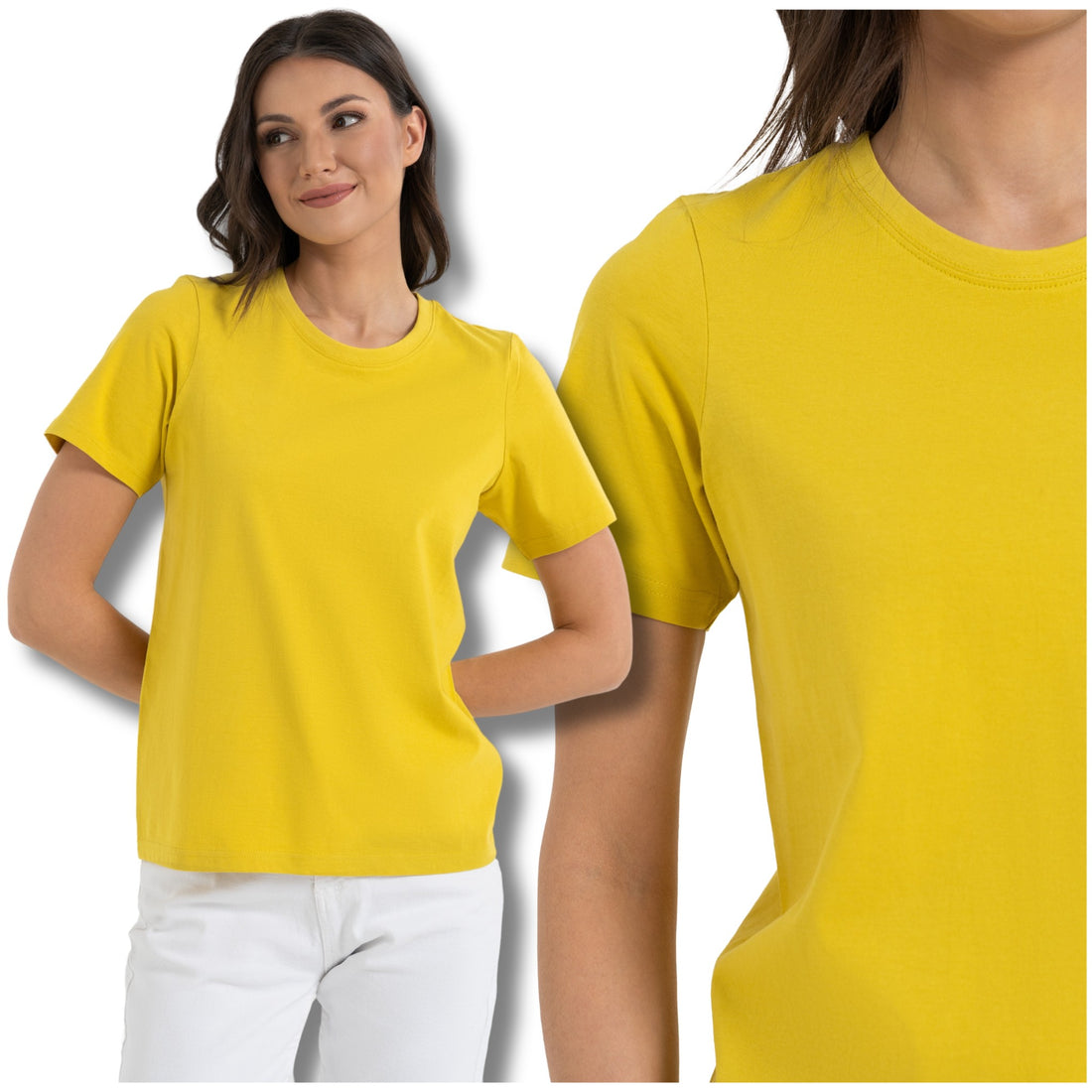 T-shirt damski z krótkim rękawem bez szwów bocznych luźna koszulka