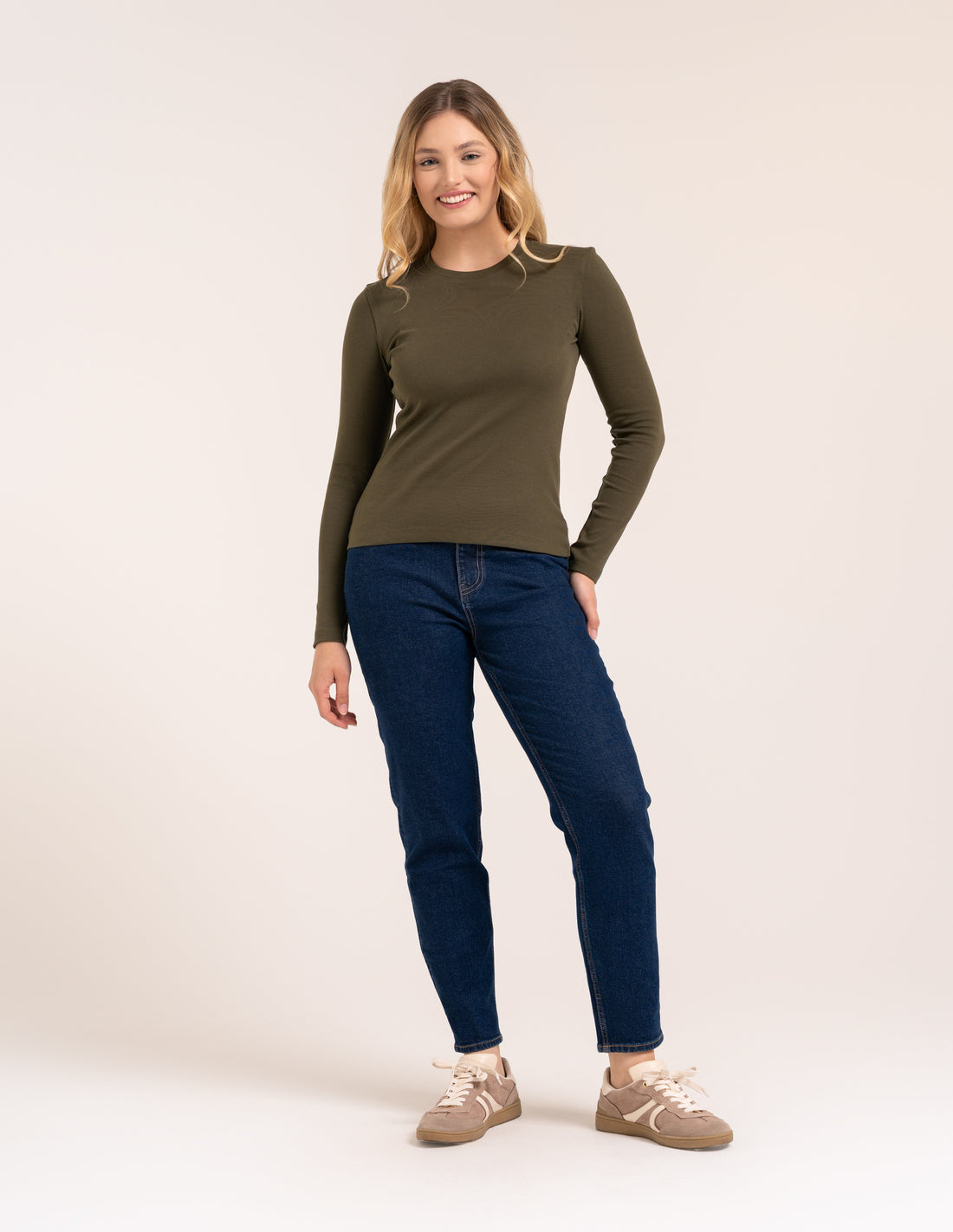 Bluzka damska longsleeve bawełna slim basic dopasowana