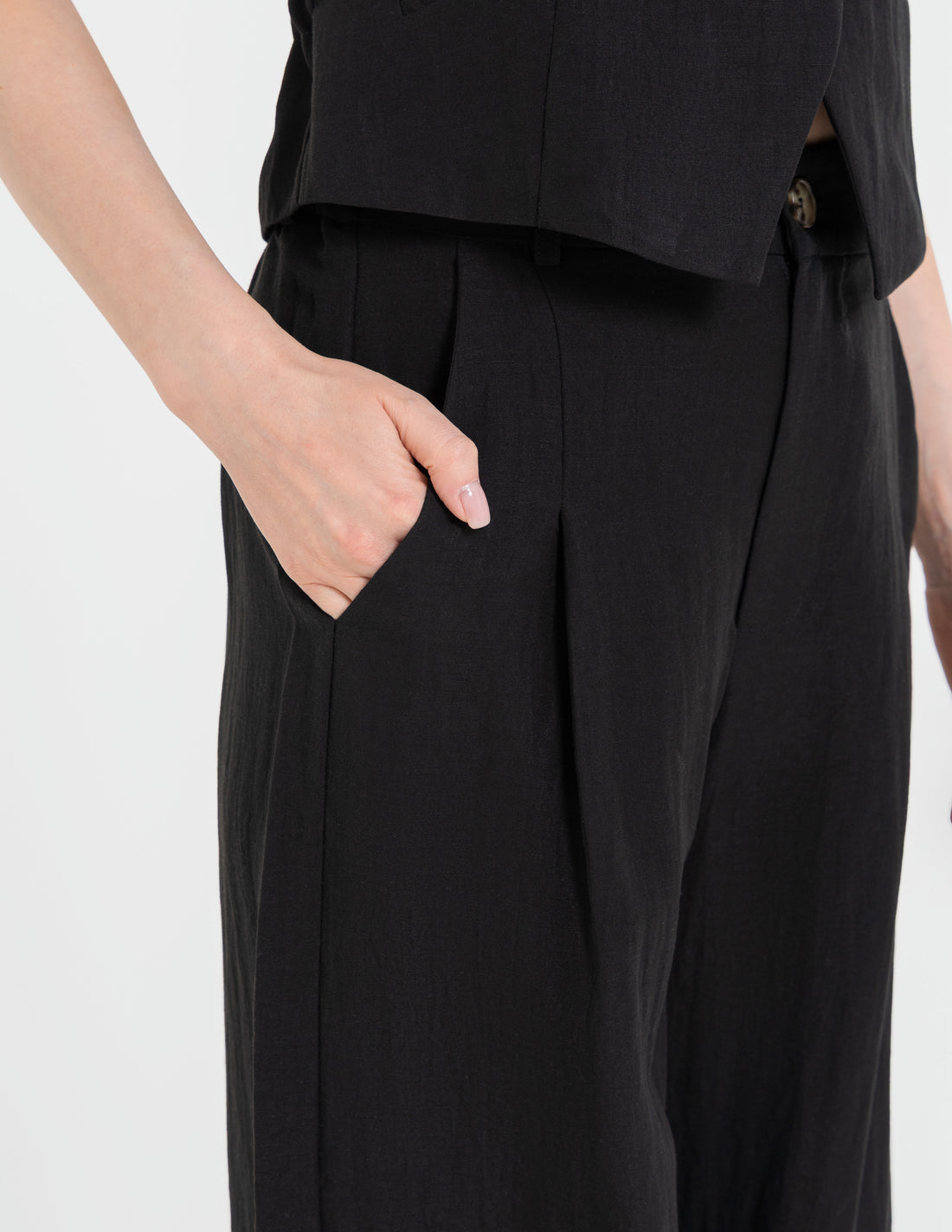 Spodnie wide leg high-waist – lyocell, len i wiskoza – premium