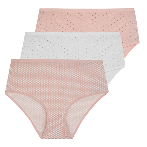 Figi damskie bawełniane maxi bikini w kropki (3-pak)