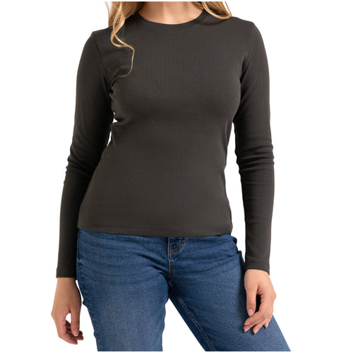 Bluzka damska longsleeve bawełna slim basic dopasowana