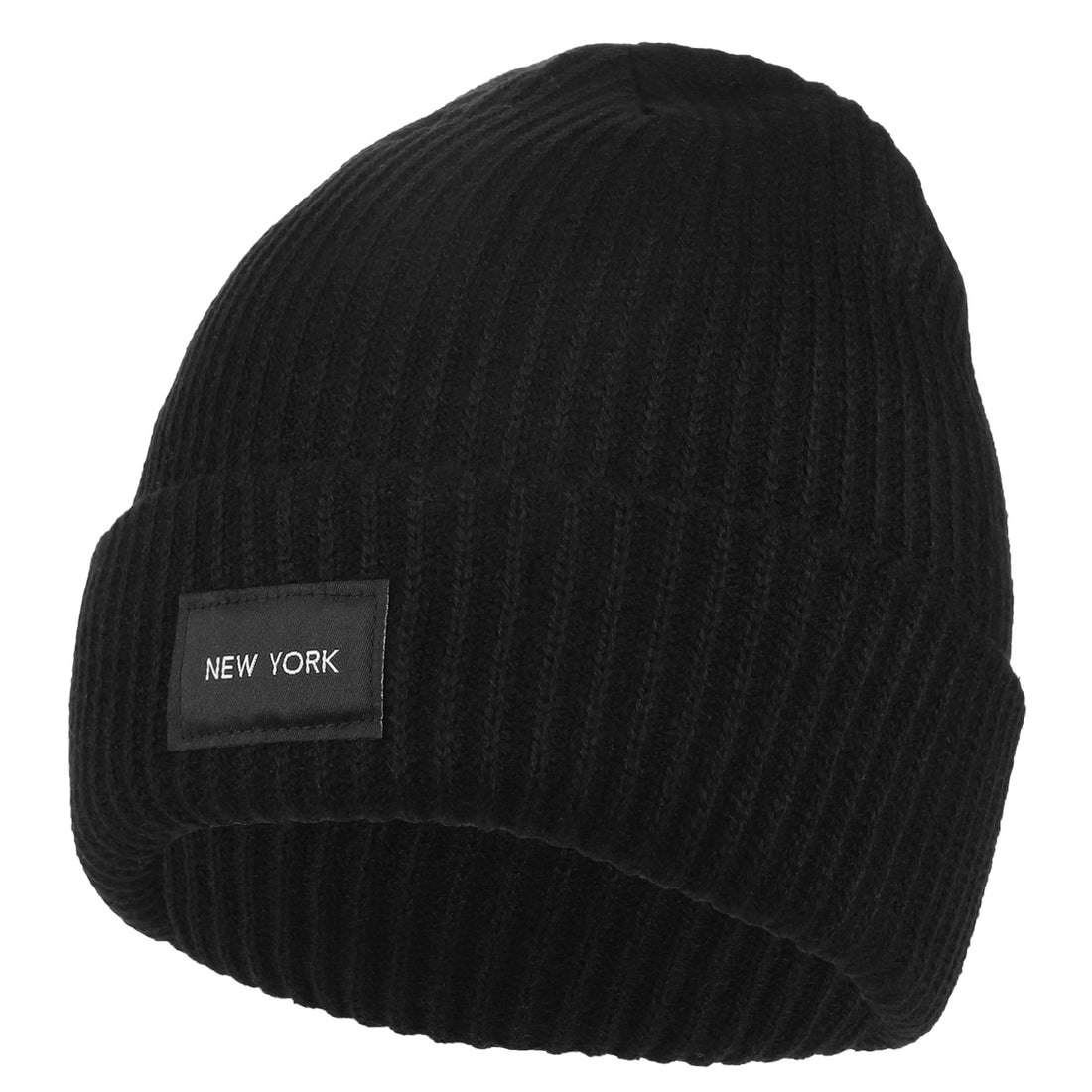 Czapka damska zimowa beanie z naszywką