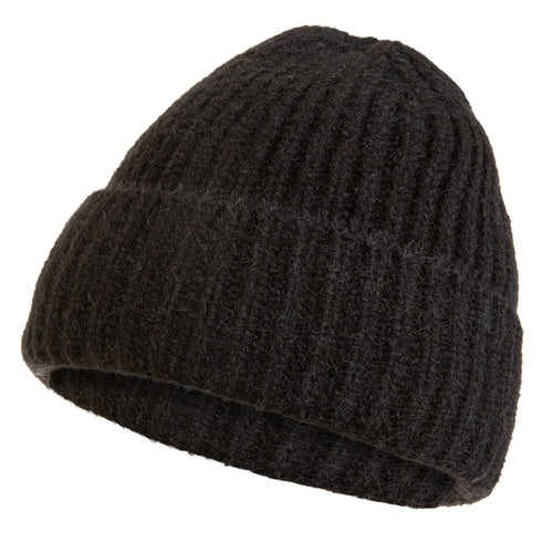 Czapka damska zimowa prążkowana beanie z wywinięciem