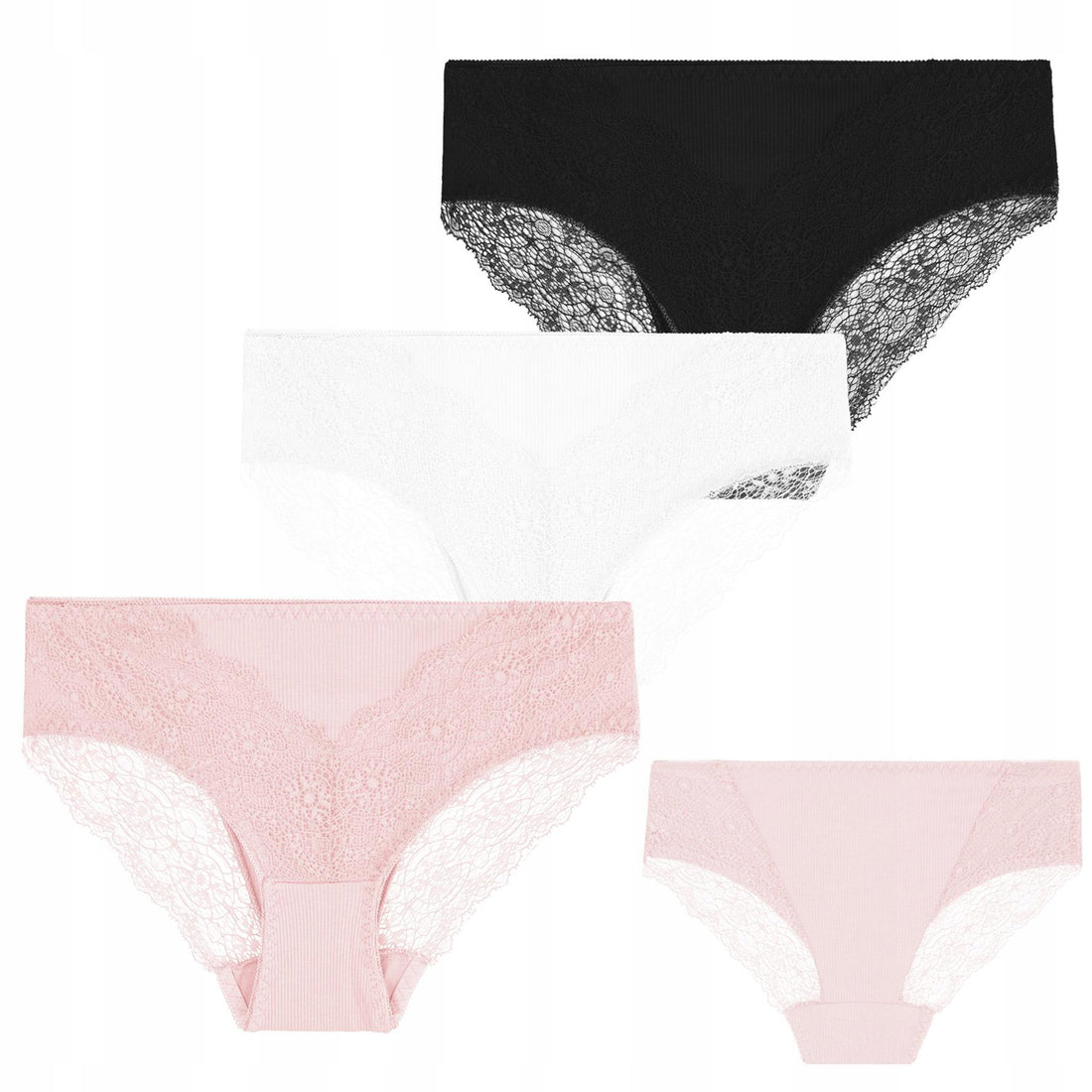 Majtki damskie figi koronkowe prążkowane eleganckie 3pak