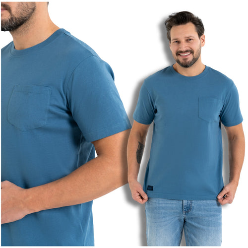 Elegancka koszulka t-shirt męski klasyczny gładki z kieszonką