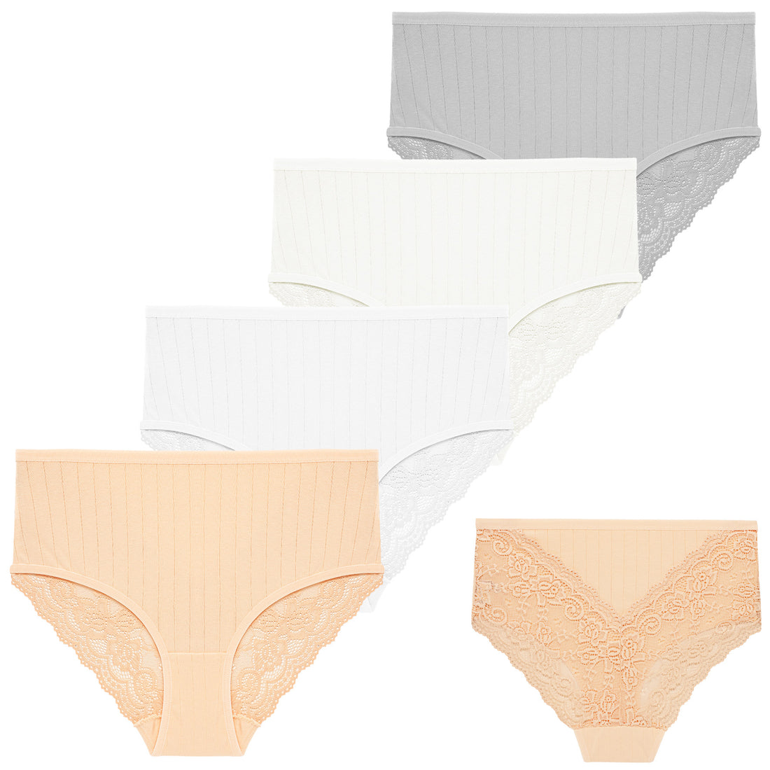 Majtki damskie z wysokim stanem figi maxi elegancka koronka 4-par