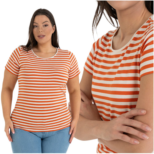 T-shirt damski w paski koszulka z krótkim rękawem bluzka